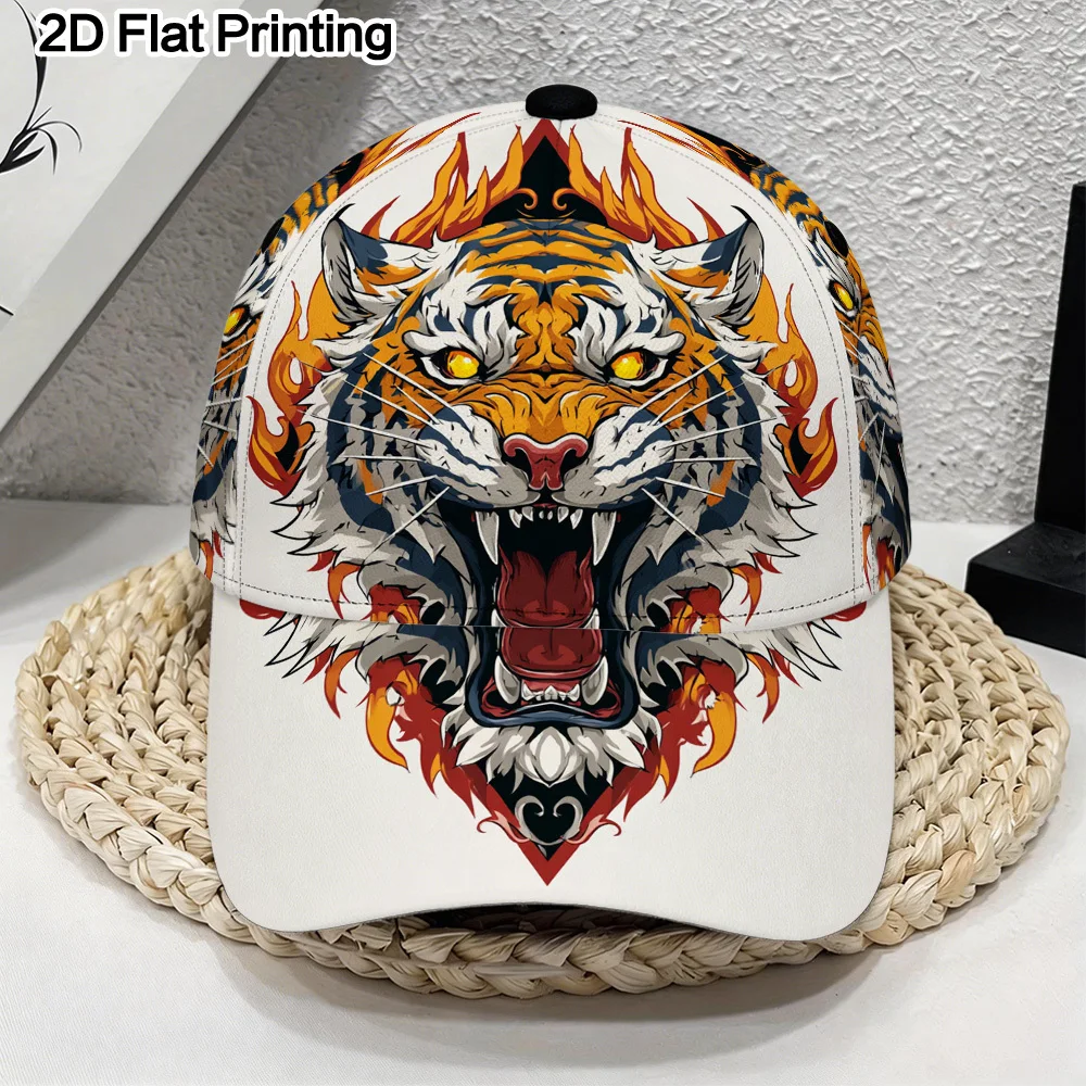 Fierce Tiger Roar Printed Baseball Cap Lightweight Adjustable Design Classic Duckbill Cap Perfect for Travel Running Outdoor