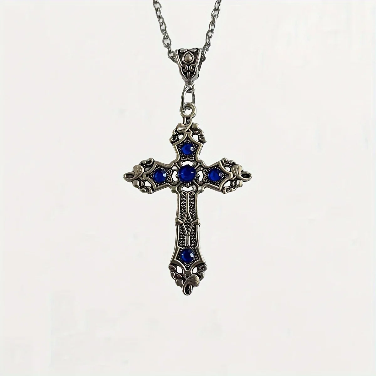 الأوروبية والأمريكية الرجعية بسيطة الأزياء القوطية الأسود جوهرة روبي الصليب قلادة الرجال النساء قلادة