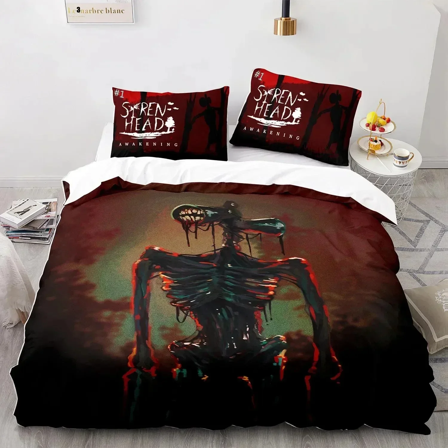 

3D Print Siren Head Bedding Set Duvet Cover Sheet Printed Bed Set Pillowcase Bed Full Queen King Size Comforter Bedroom