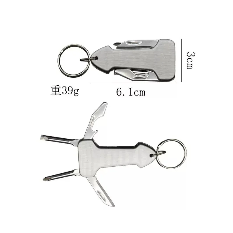 Llavero multiusos acero inoxidable con cuchillo plegable y herramientas - imagen 5