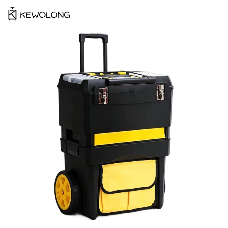 Rolling Tool Box with Wheels & Handle, Large Capacity Heavy Duty Organizer Trolley Suitcase for Electrician Garage