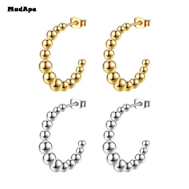 Silver Color French Punk Hip-Hop Geometric Small Hoop Earrings for Women Gold Silver Party Jewelry Accessories