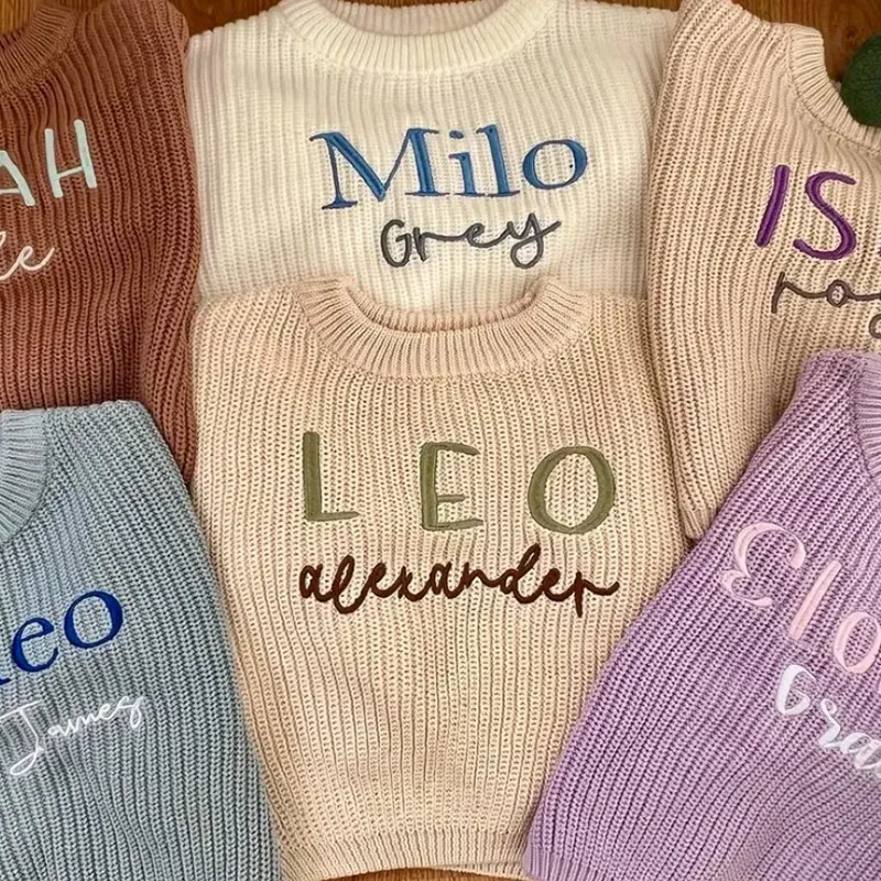 

Hot Sell Personalized Baby Sweater Name Custom Sweater for Newborn Boy Girl Embroidered Gift for Baby Shower Birthday Christmas