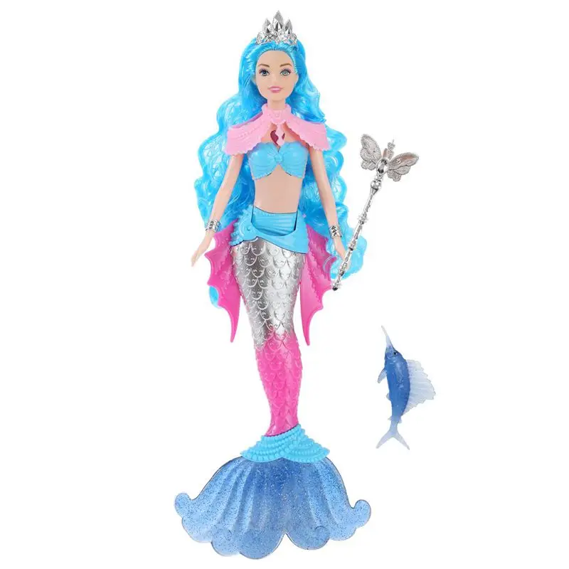 Bambole a sirena Illuminazione musicale Giocattoli per bambini Corpo di bambola colorato Rosa Blu Rosso Viola Capelli Accessori in miniatura per