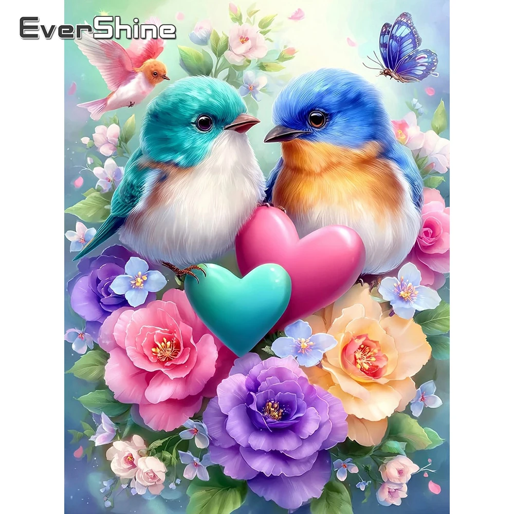 EverShine Diamantmalerei Tier-Motiv, Vollquadrat-Drill-Stickerei, Vogel-Bild, Strass-Mosaik, Rose, Einzigartige Handgemachte Geschenke