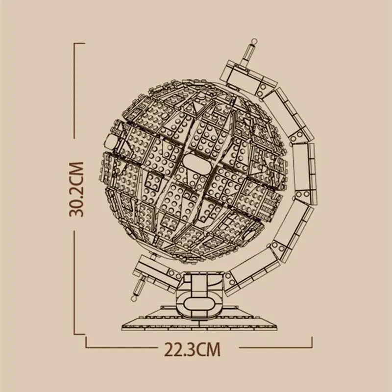1587Pcs MOC World Globe Map Earth Assembly Building Block Model Educational Bricks Desktop Ornaments Toys For Kid Christmas Gift
