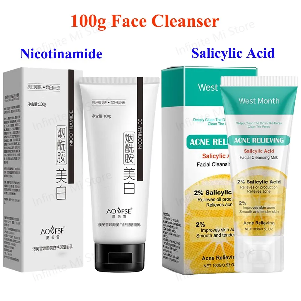 

Nicotinamide Amino Acid Face Cleanser Salicylic Acid Facial Cleansing Oil Control Blackhead Remover Shrink Pores Skin Care 100g