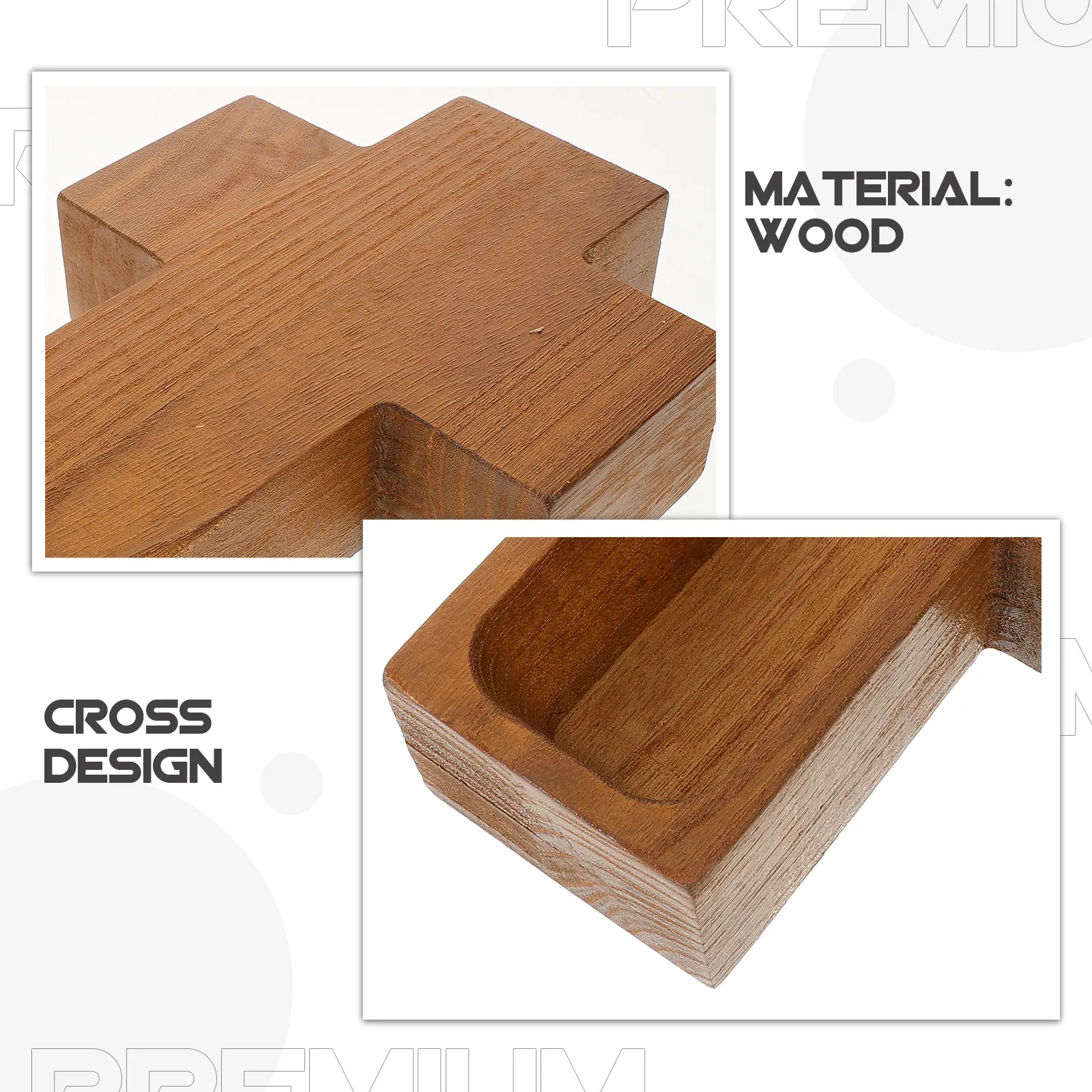 Cross Shape Wooden Fruit Tray Large Capacity Multi Function Snack Serving Platter for Kitchen Dining Cross Bowl