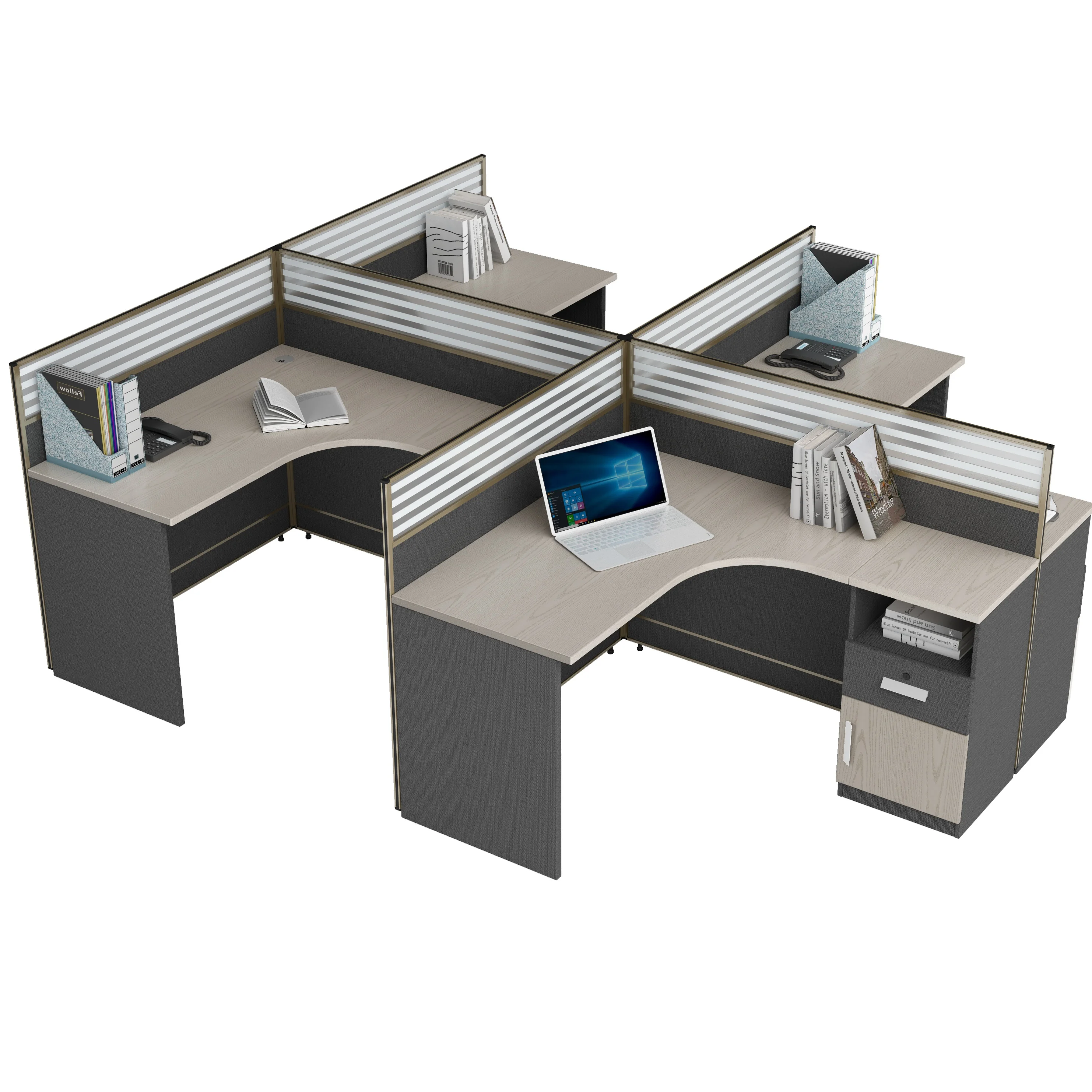 open office 1/2/3/4 seat workstation cubicle  high quality class A laminate L shape office extendable workstation modular