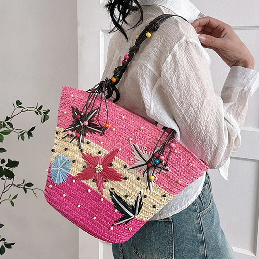 

Starfish Weaving Hand Bag Hand-embroidered Beaded Top-handle Bags Summer Fashion Casual Simple Elegant for Seaside Party