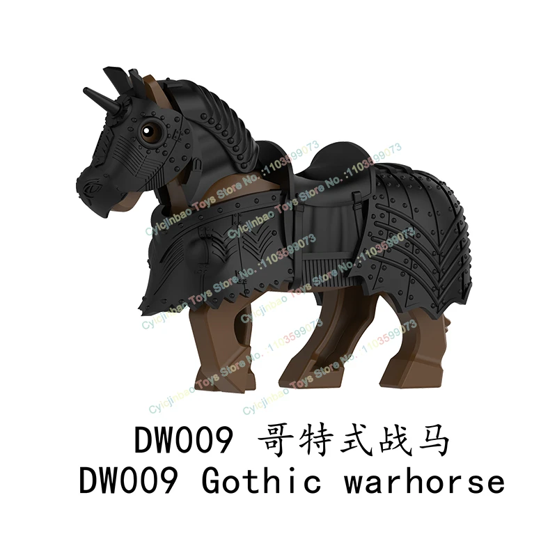 DW007-009 Serie di animali Cavalluccio da guerra Supporti Blocchi di costruzione medievali Action Figure Modello creativo Accessori Bambole Giocattoli per bambini Regali