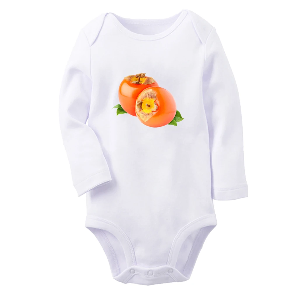 

Sweet Fruit Persimmon Printed Graphic Cute Baby Rompers Boys Girls Long Sleeves Bodysuit 0-12M Infant Jumpsuit Kids Clothes