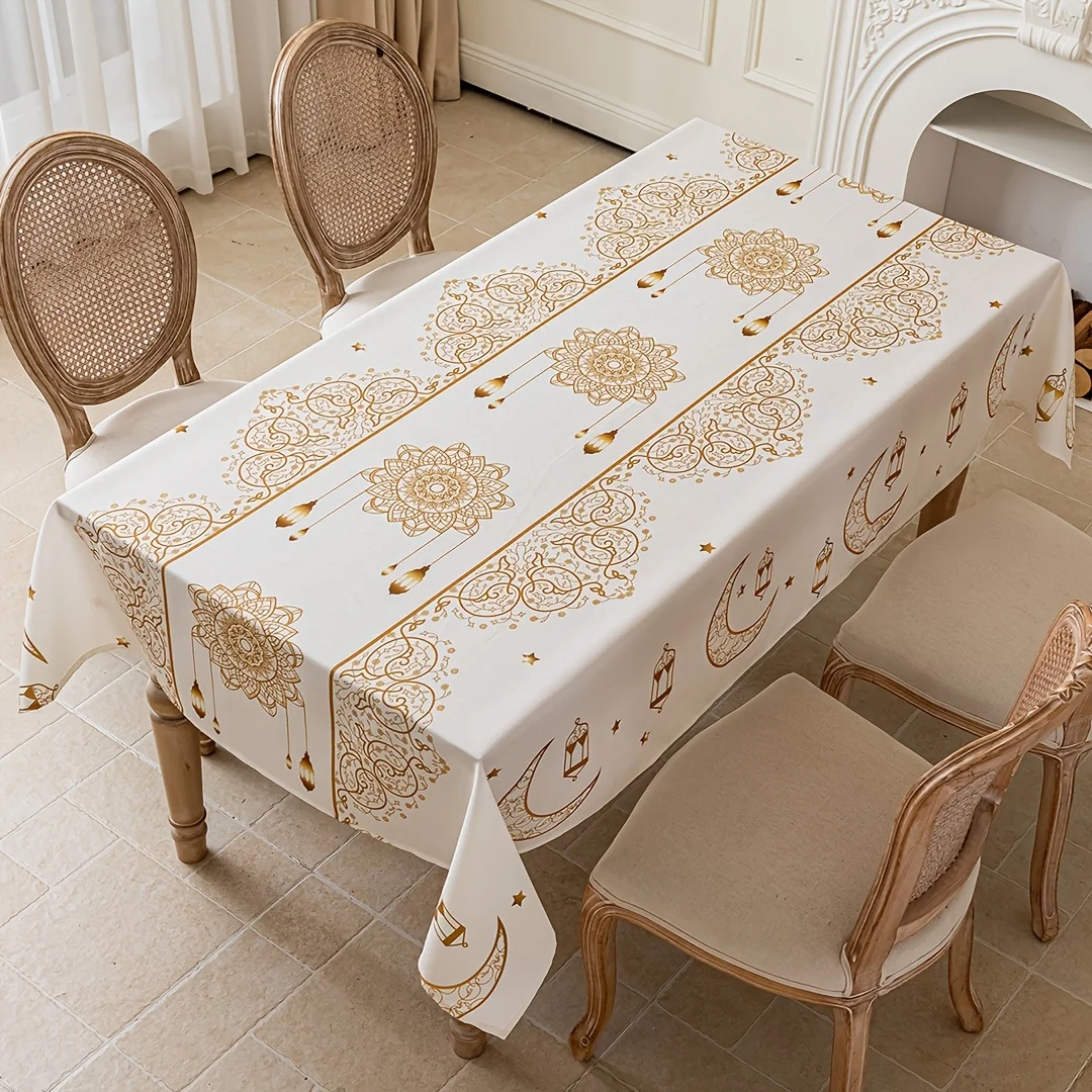Ramadán Mandala Luna linterna mantel impermeable decoración de mesa islámico Eid Mubarak cocina comedor mantel