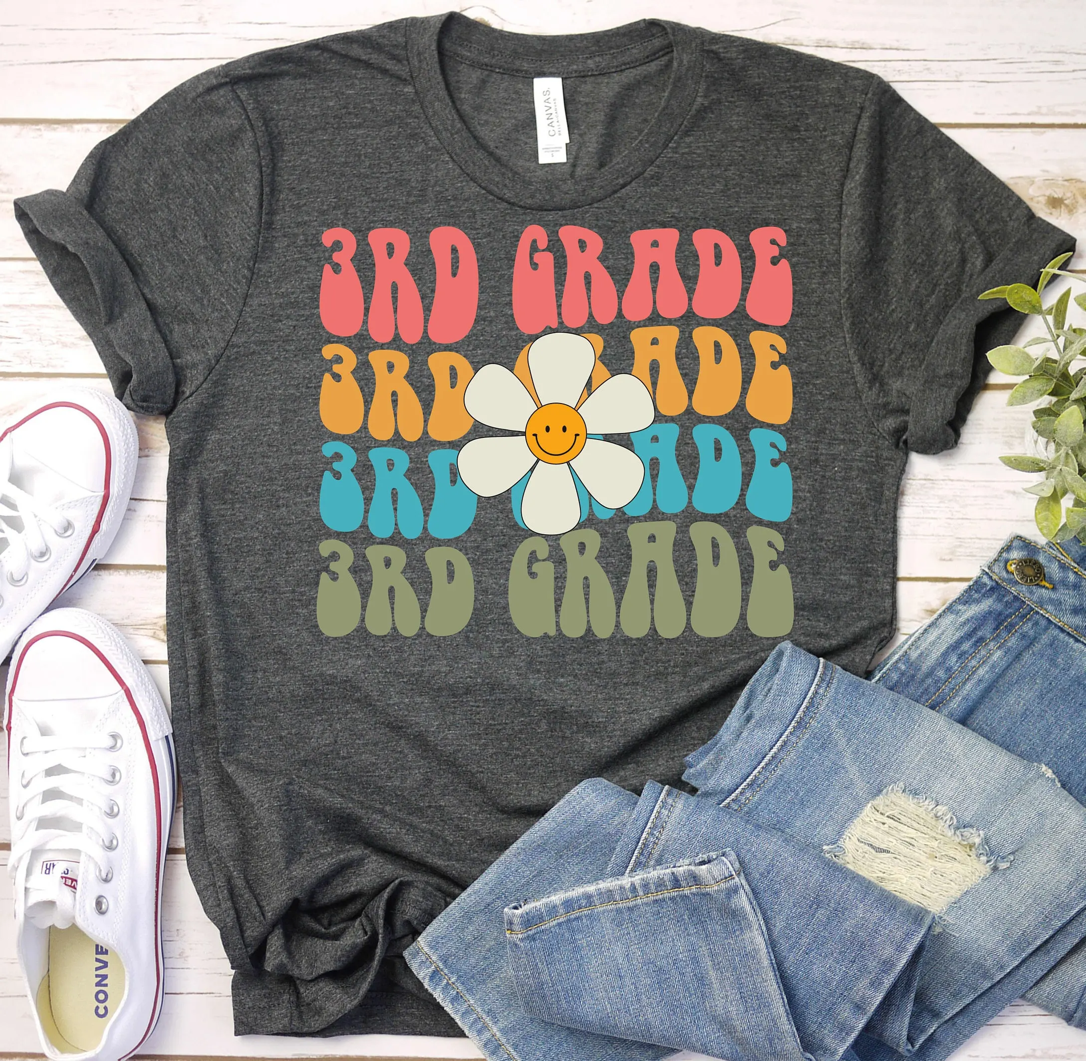 3Rd Grade Teacher T Shirt Back To School Retro Team Hello Third 1St Day Of