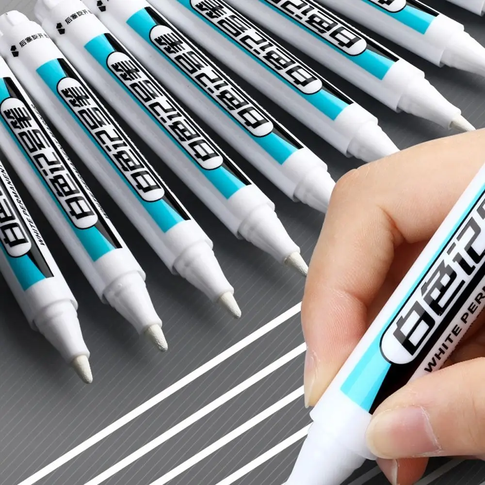 0.7mm/1.0mm/.2.5mm White Permanent Paint Pen Waterproof Smooth Writing White Marker Pens Extra Large Ink Volume Quick Drying