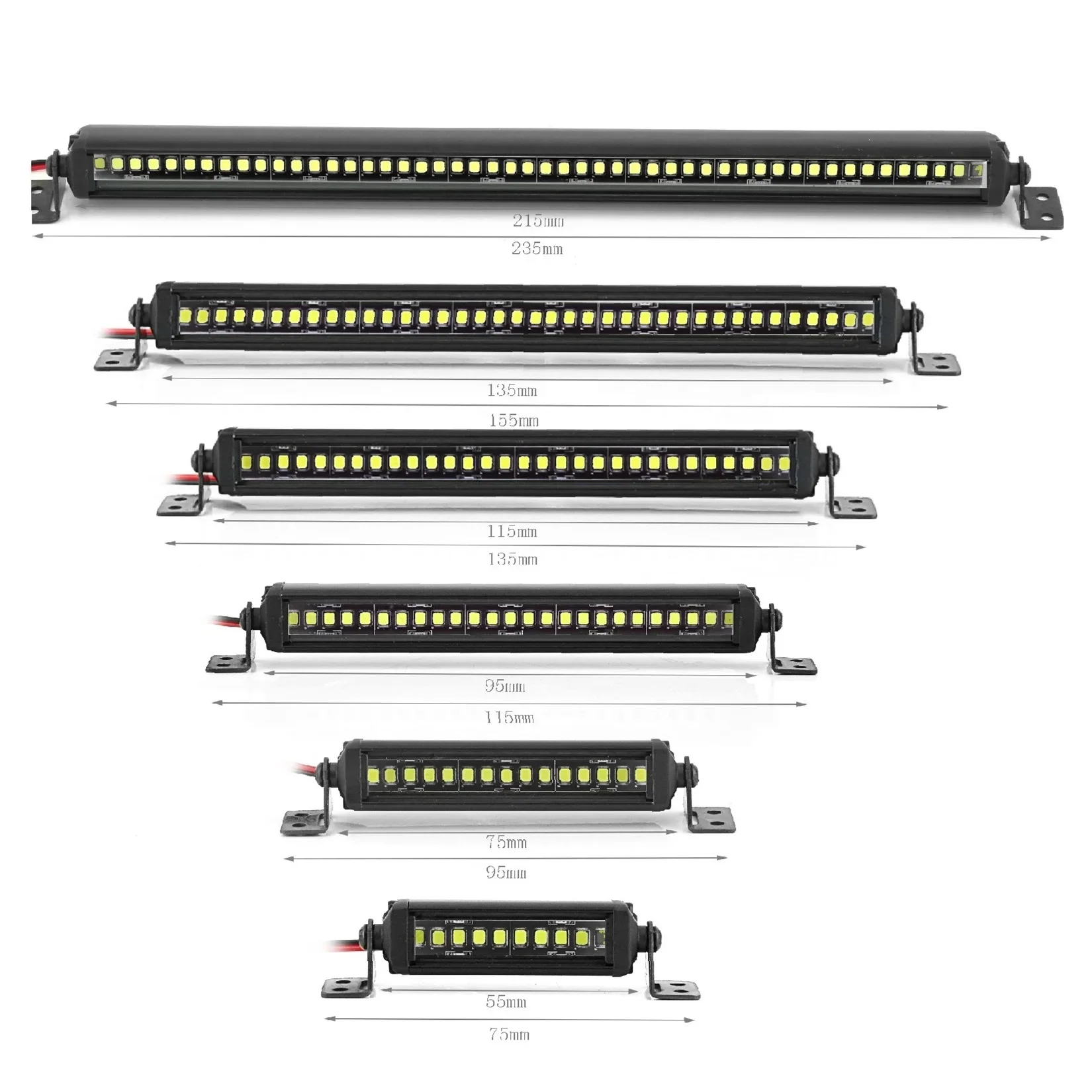LED-Lichtleiste Dachlampe 55–215 mm für Axial SCX10 Traxxas TRX4 Slash Rustler 1/8 1/10 RC Car Upgrade