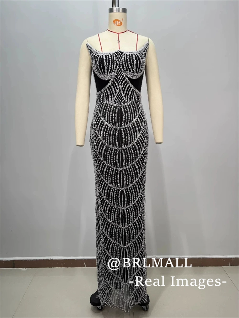 Robe longue fendue à paillettes sans bretelles, robes formelles noires pour femmes, robe de bal longue fourreau avec cristaux argentés, robe de Costume de Cocktail