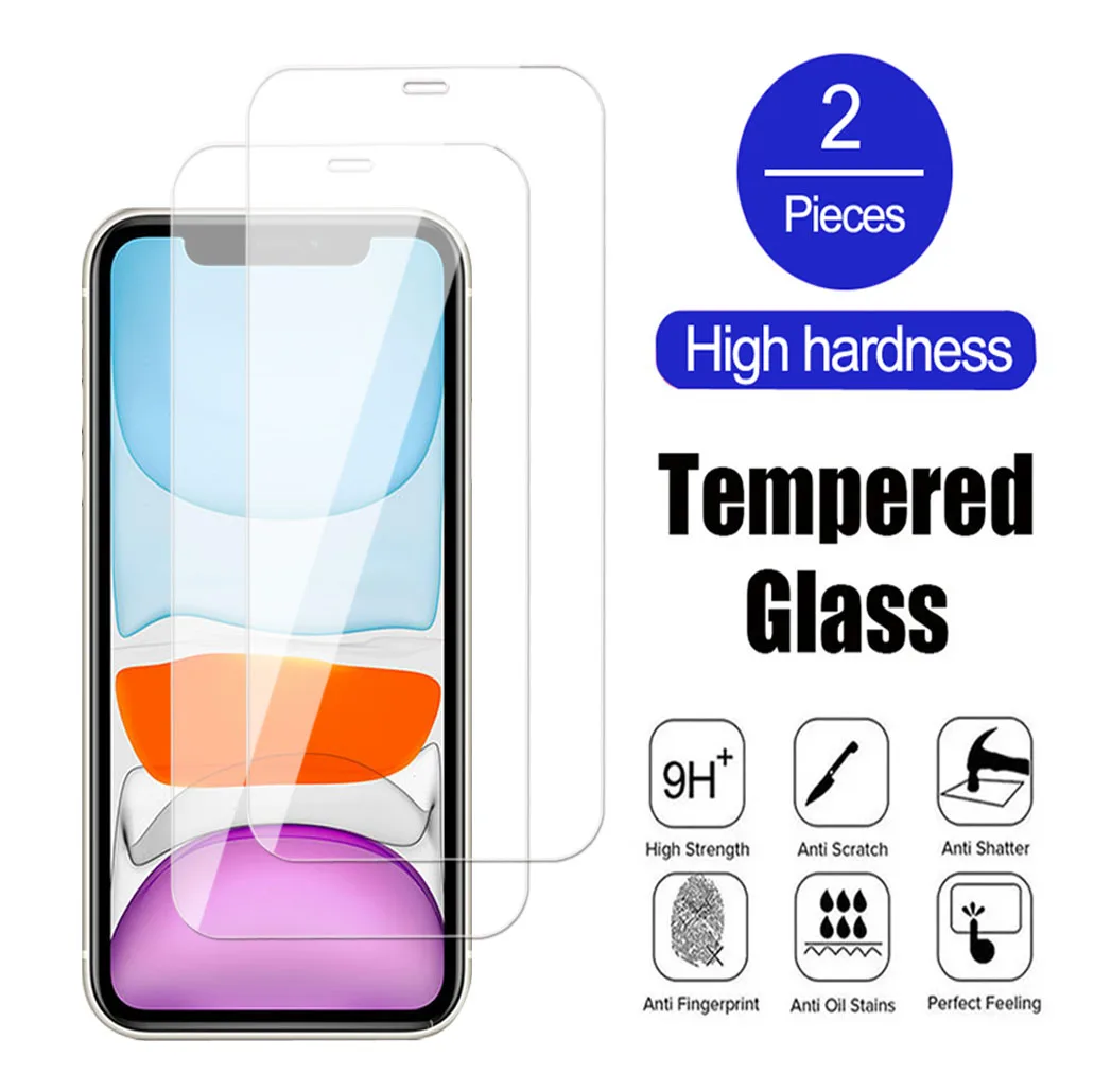 2Pcs Tempered Glass For iPhone 7 8 11 12 Plus Pro Max Screen Protector For iPhone X XS XR Max 12 mini SE 2020 Transparent Film