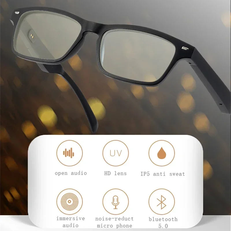 Lunettes de musique intelligentes sans fil Bluetooth, anti-lumière bleue, HD, appel Bluetooth, sports de plein air, lunettes de soleil polarisées, 2024