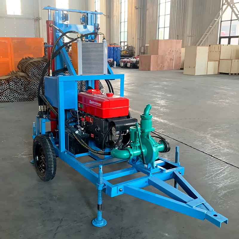 

Индивидуальная дизельная гидравлическая колесная портативная буровая установка для водяных скважин с высокой эффективностью и низким уровнем обслуживания, глубина бурения 200 м