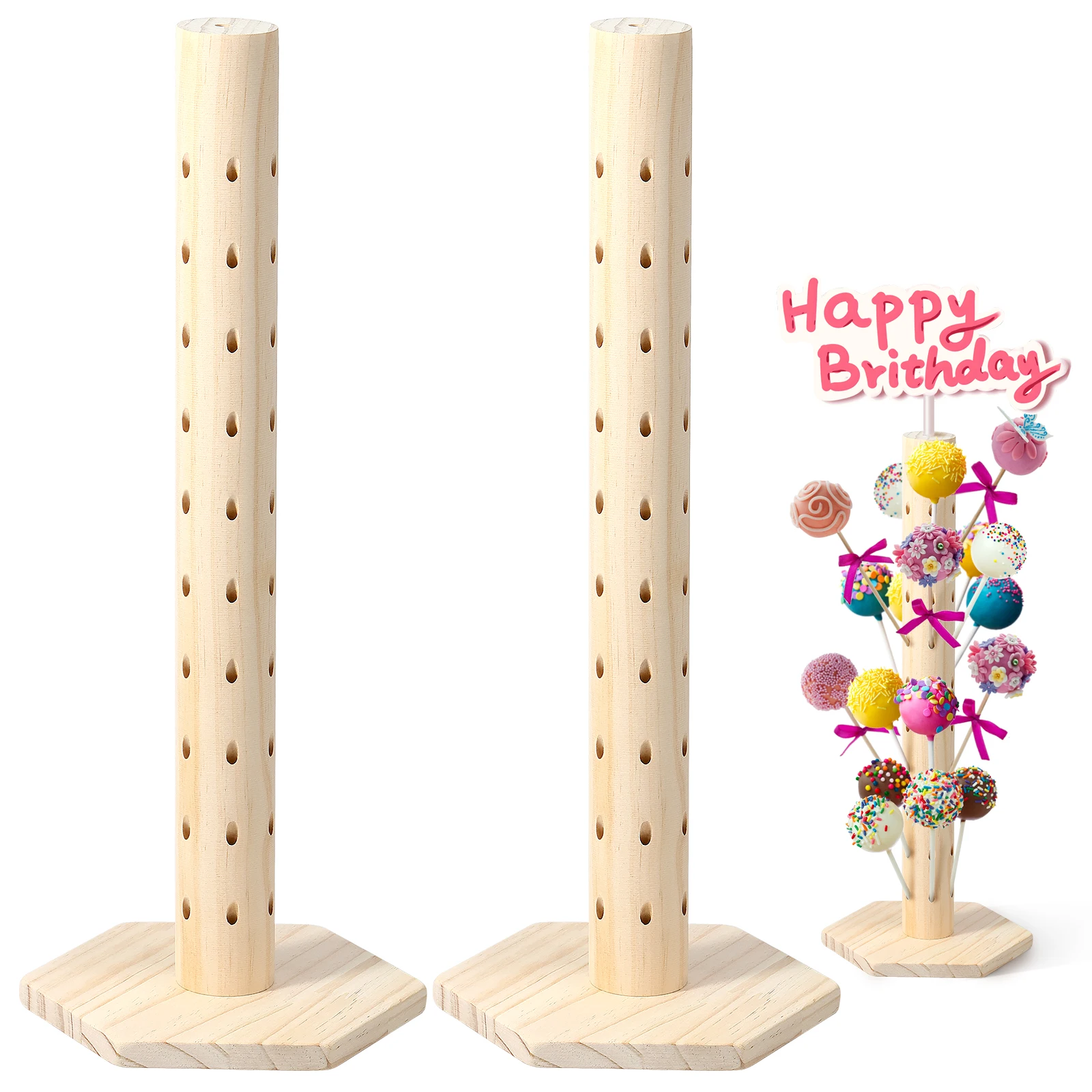 

Wooden Lollipop Stand 60 Holes Lollipop Holder Decorative Lollipop Stick Holder Lollipop Tree Holder Easy to Assemble Cake Pop