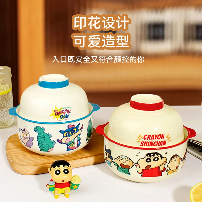 Kawaii Anime Crayon Shin-chan Ceramic Bowl Set Cute Girl Large Capacity Cartoon Household Ceramic Bowl Tableware Multi-Color