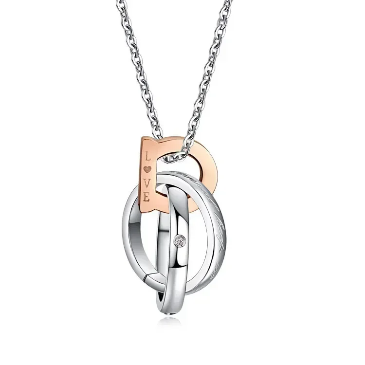 

NEW Fine Jewelry pendant Crystal from Austrian For Woman and Man Stainless steel couple necklace