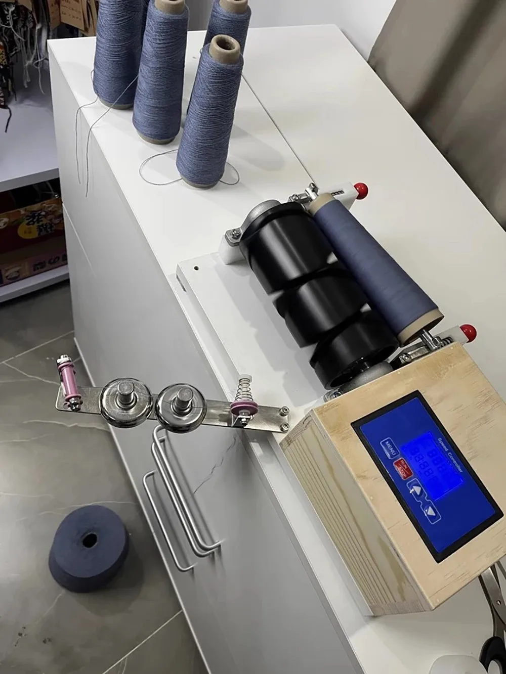 Mini Winding Machine with Timer & Adjustable Speed, Dual Wax Stand, Yarn Doubling/Reversing for Cashmere, Mohair, Silk, Lace