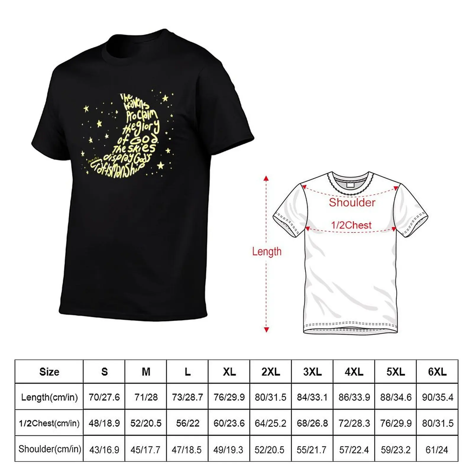 Psalm 19:1 T-Shirt man clothes topping slim fit t shirts for men