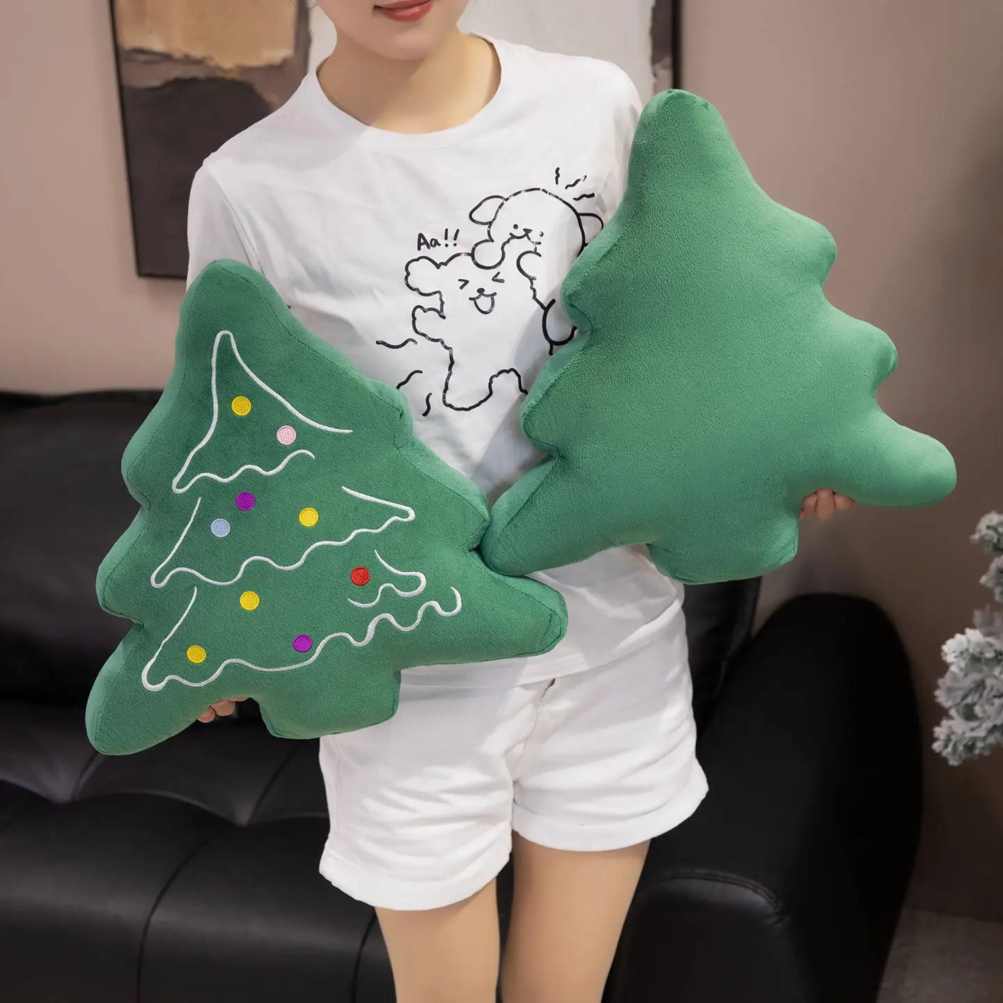 

40cm Christmas Tree Throw Pillow Soft Stuffed Toy Christmas Atmosphere Decoration Instagram Restaurant Props Kid Xmas Gift