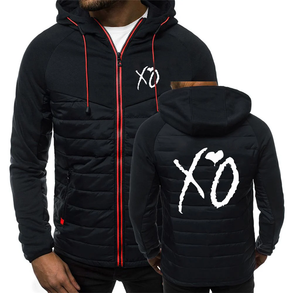 XO The Weeknd Men's stand up collar winter zipper thick cotton coat street fashion style business casual zipper jacket hoodies