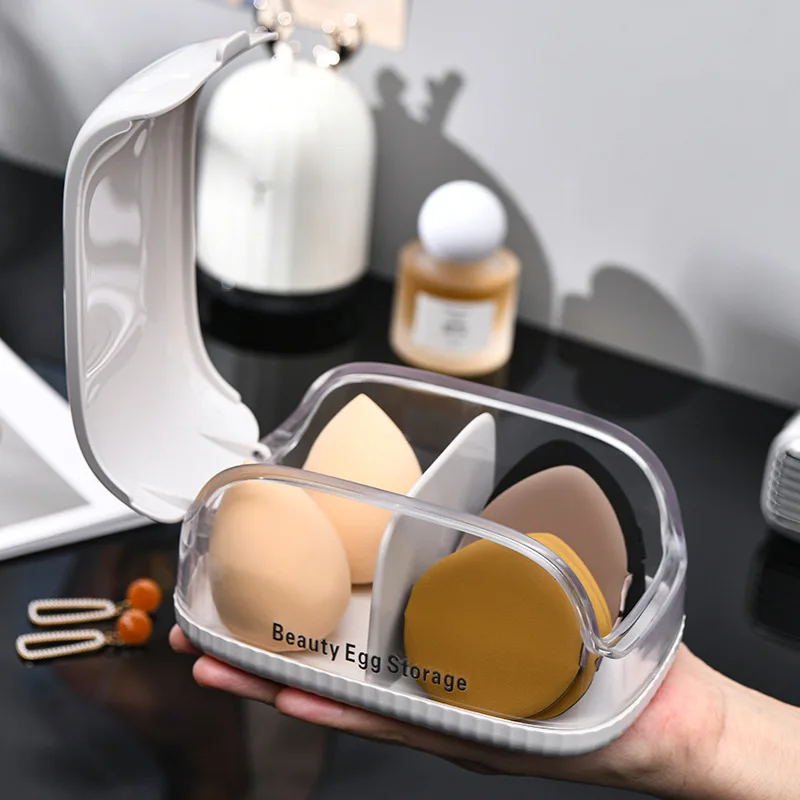 Make-upspons opbergdoos met deksel Stofdichte draagbare organizer voor Beauty Blender Cosmetics
