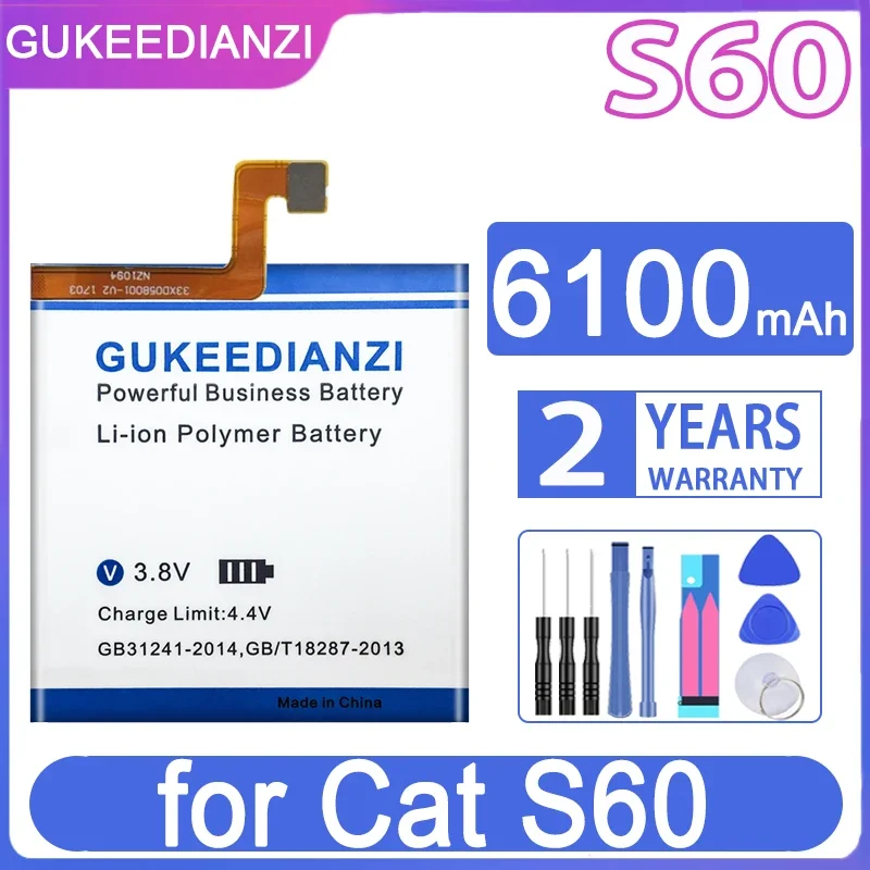 GUKEEDIANZI 6100mAh Battery Replacement for CAT S60 APP-12F-F57571-CGX-111 Batteries Bateria+Tracking + Tools