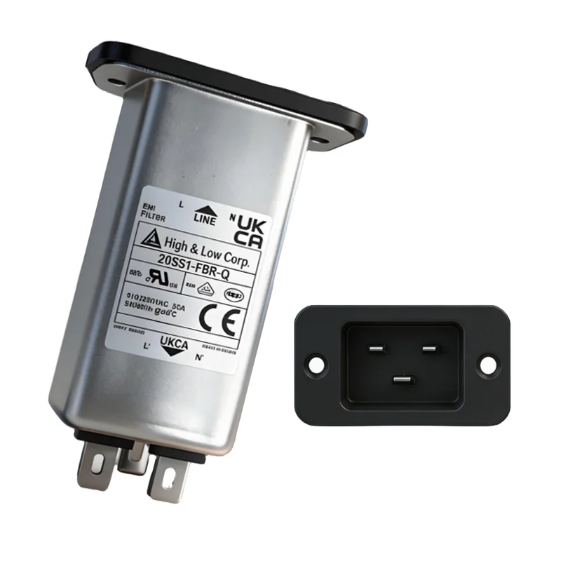 

EMI Filter 20A Rated Industrial Plug IEC 320 C20 Male Socket Panel Mount Power Line with Socket