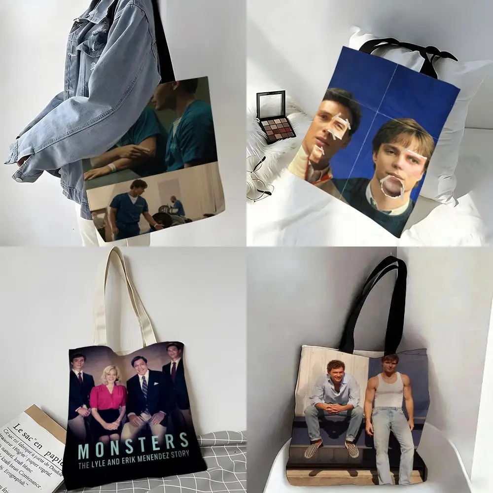 The Lyle and Erik Menendez Story Storage Bags Canvas Tote Bag - Festive Large Capacity Handbag for Picnic Travel Shopping