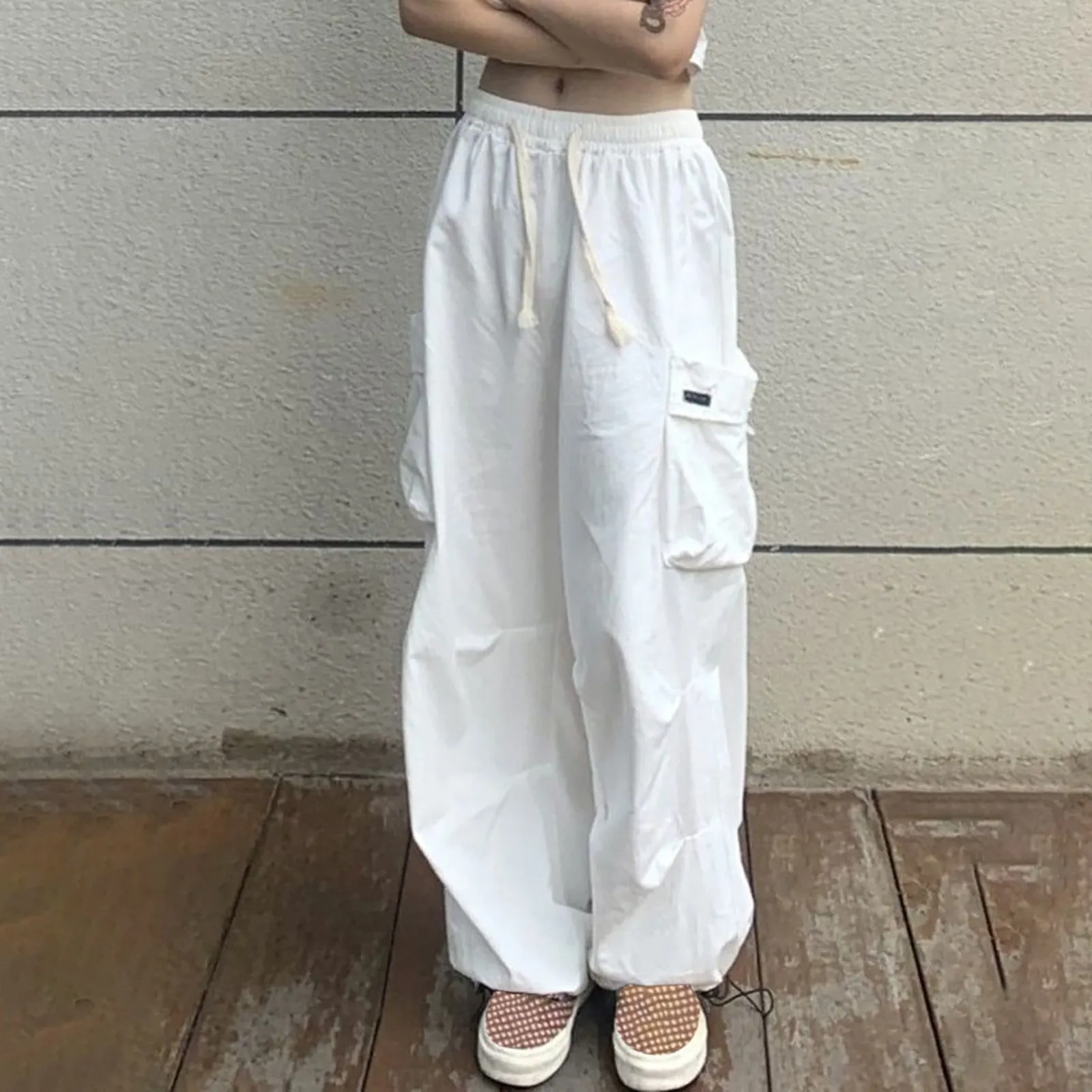 

Women's Y2K Streetwear Cargo Pants Vintage Fashion High Waisted Baggy Trousers Female Loose Sweatpants Wide Leg Joggers Trousers