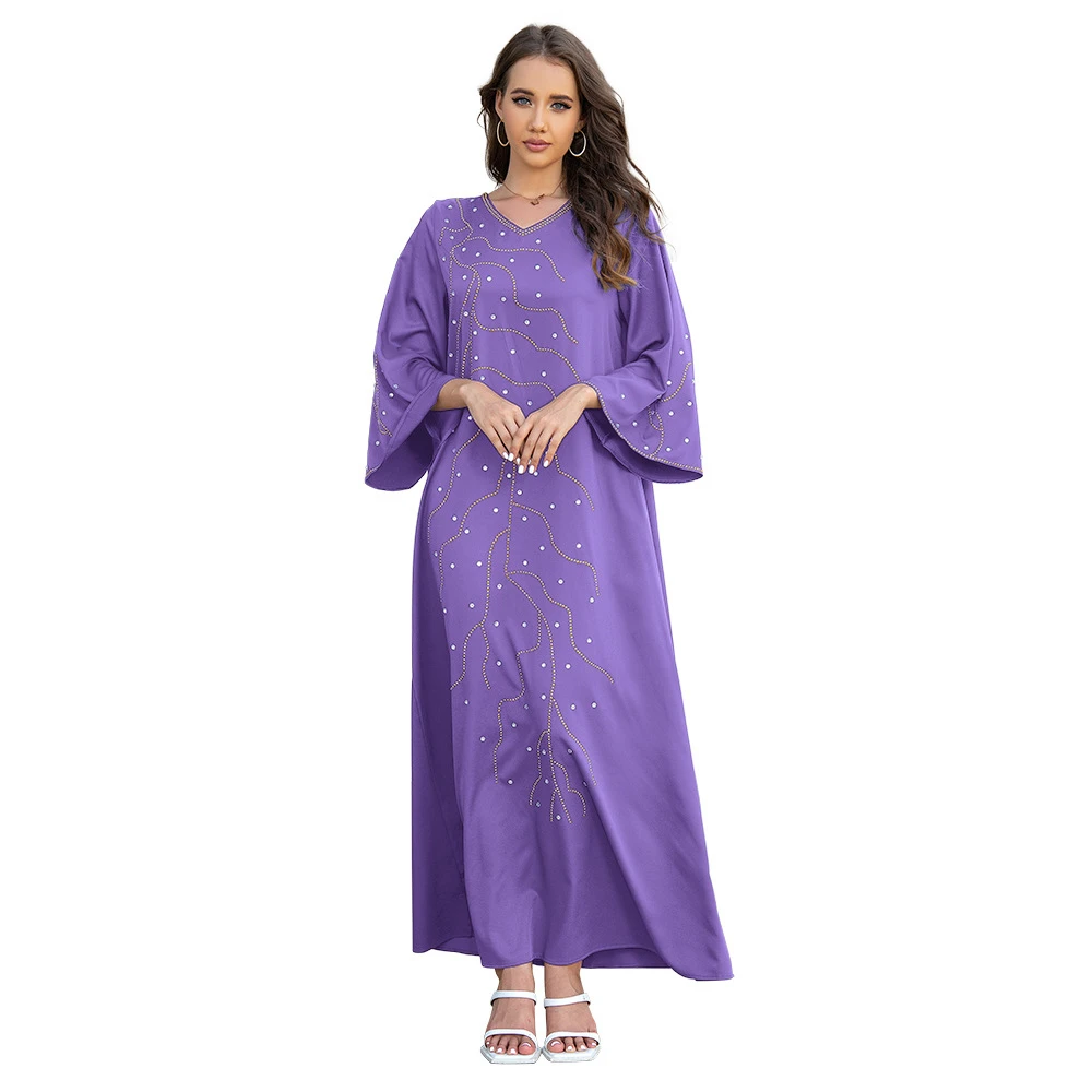 Vestido de fiesta Abaya musulmán para mujer, Abayas con cordones de diamantes árabes, vestidos largos, bata elegante para mujer, vestido de Ramadán