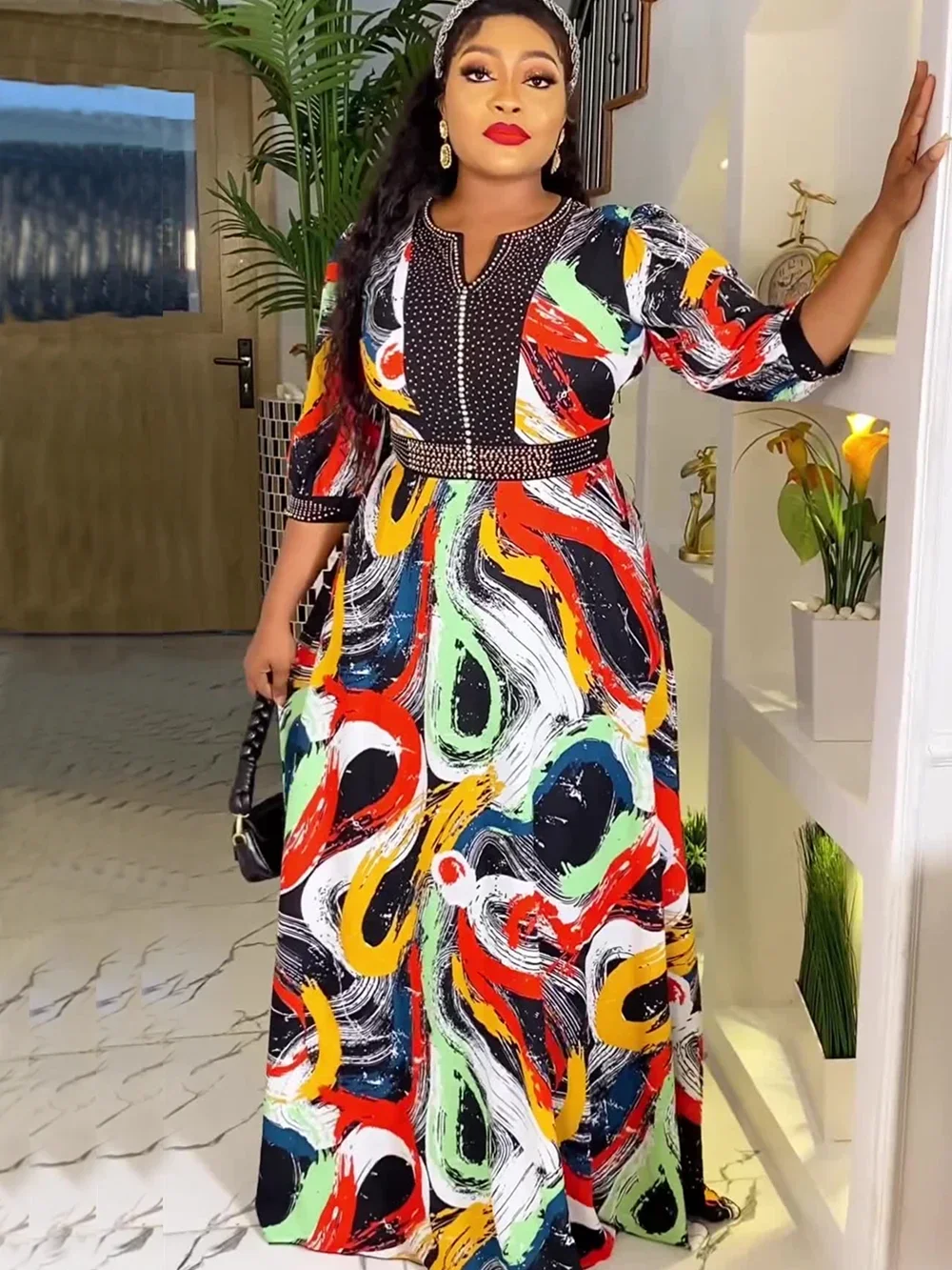 

Plus Size African Party Long Dresses for Women 2024 New Dashiki Ankara Print Evening Gowns Turkey Outfits Robe Africa Clothing