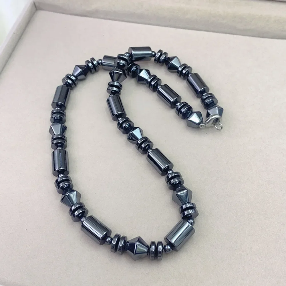 Collar curativo de hematita para hombres y mujeres, cuentas de piedra Natural, terapia de alivio de la ansiedad, gargantilla de Yoga, accesorios de joyería, regalo