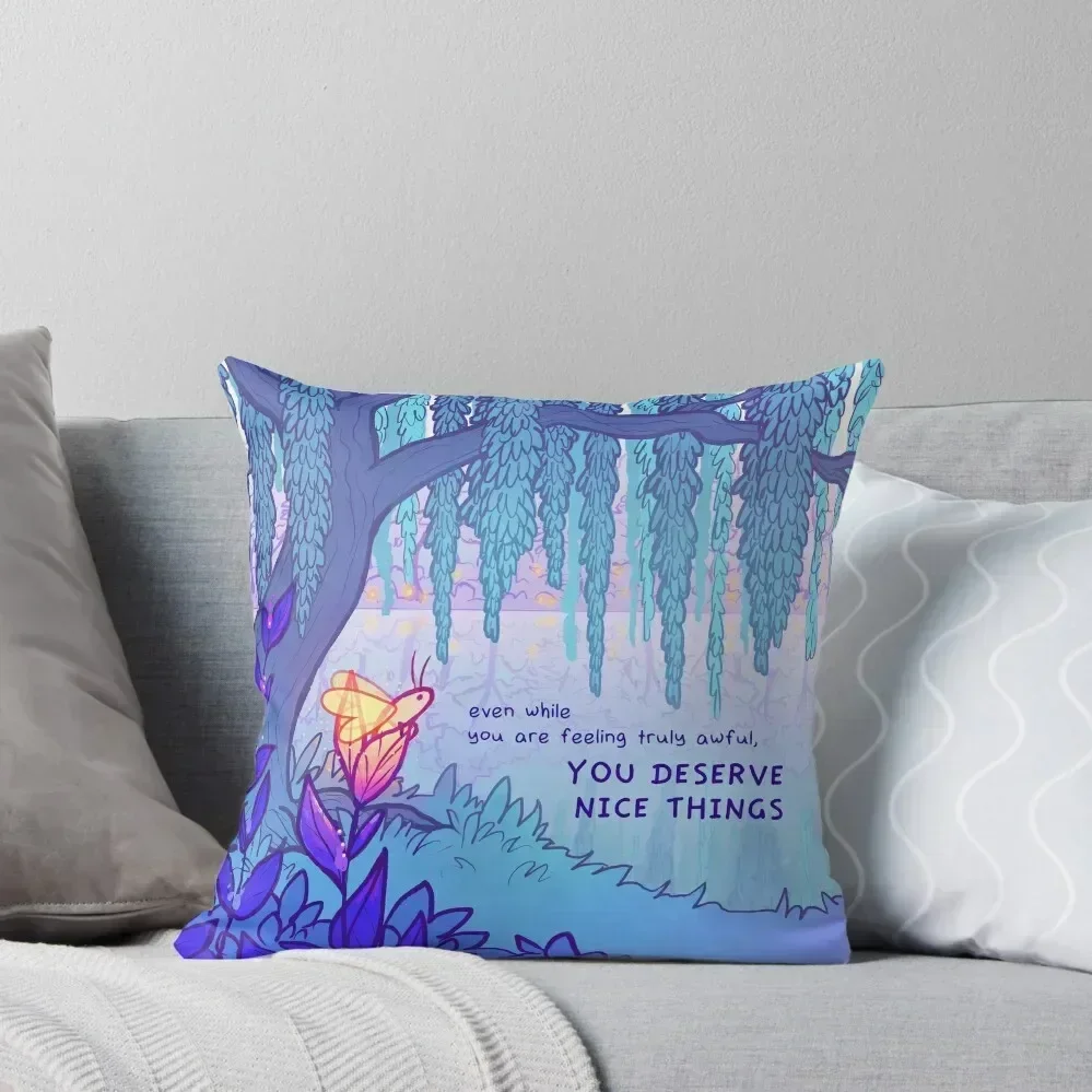 YOU DESERVE NICE THINGS Weeping Willow Firefly Throw Pillow Anime Pillowcase pillow