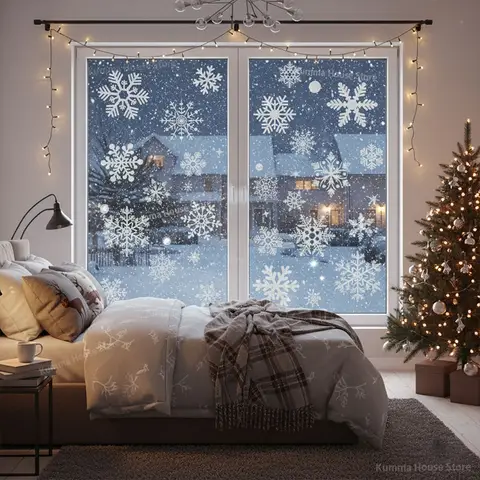 4 Sheet Snowflake Electrostatic Wall Stickers, Kids Room Window Car Christmas Decoration, Decals Home Decor New Year Wallpaper