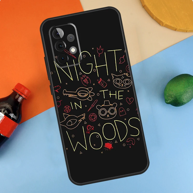 Cat Game Night In The Woods Fundas para Samsung Galaxy A54, A34, A14, A52, A32, A22, A12, A13, A23, A33, A53, A73, A51, A71