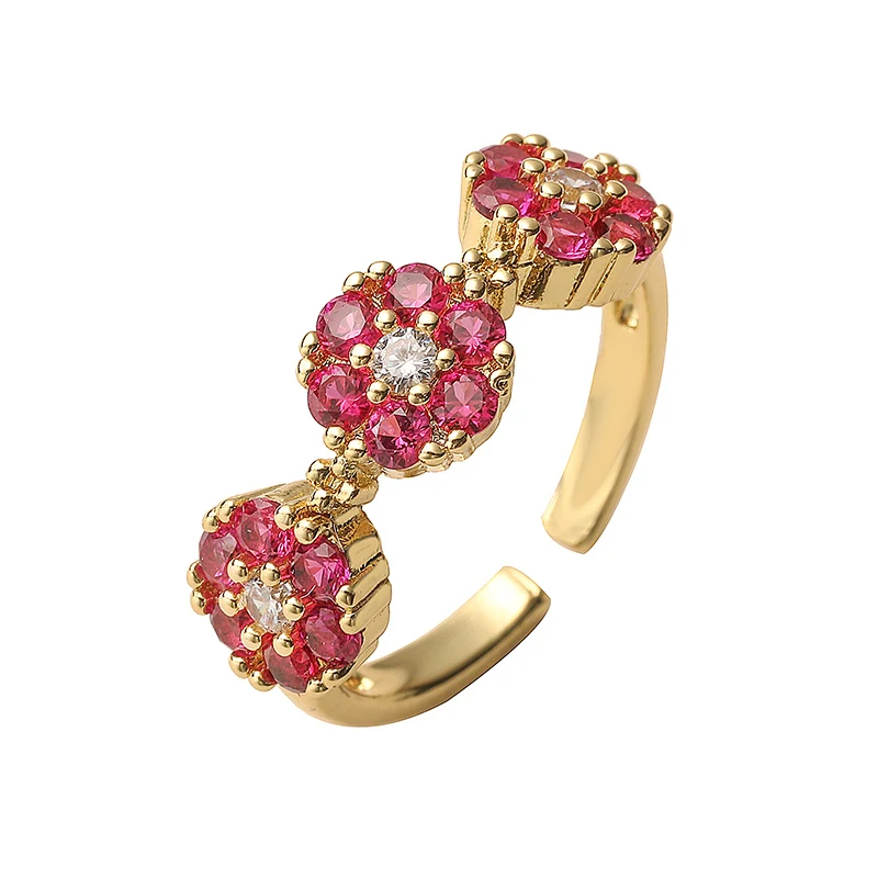 HECHENG,Temperament Sweet Flower Finger Rings for Lady Luxury Inlaid AAA CZ Fashion Opening Rings Women's Finger Accessories Gif image 4