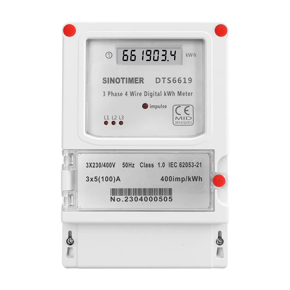 LCD Digital Energy Meter AC 400V 5-100A 50Hz 3 Phase 4 Wires kWh Power Consumption Electricity Measurement Wall-mounted