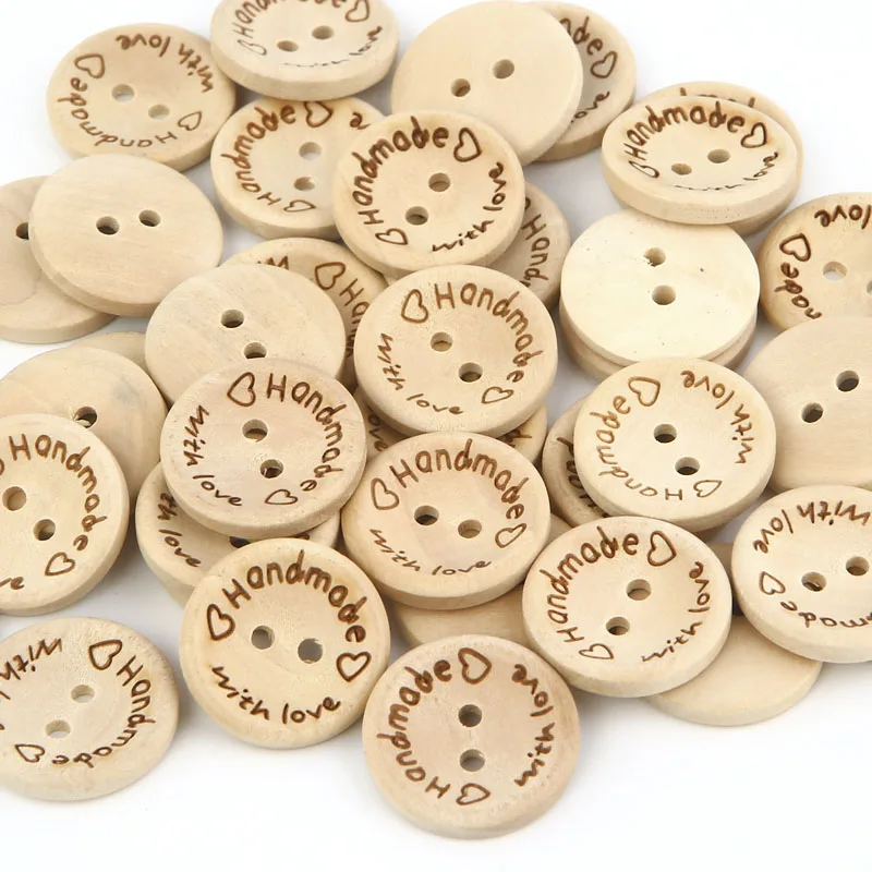 50Pcs Natural Color Wooden Buttons Handmade Letter Love Scrapbooking For  Decor Sewing Accessories DIY Baby Apparel Accessories