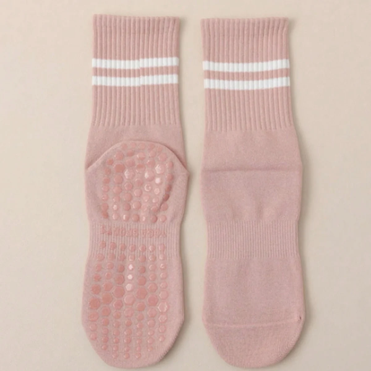 4 pares de meias de yoga, meias de comprimento médio, algodão puro antiderrapante silicone indoor fitness pilates, meias esportivas femininas atacado