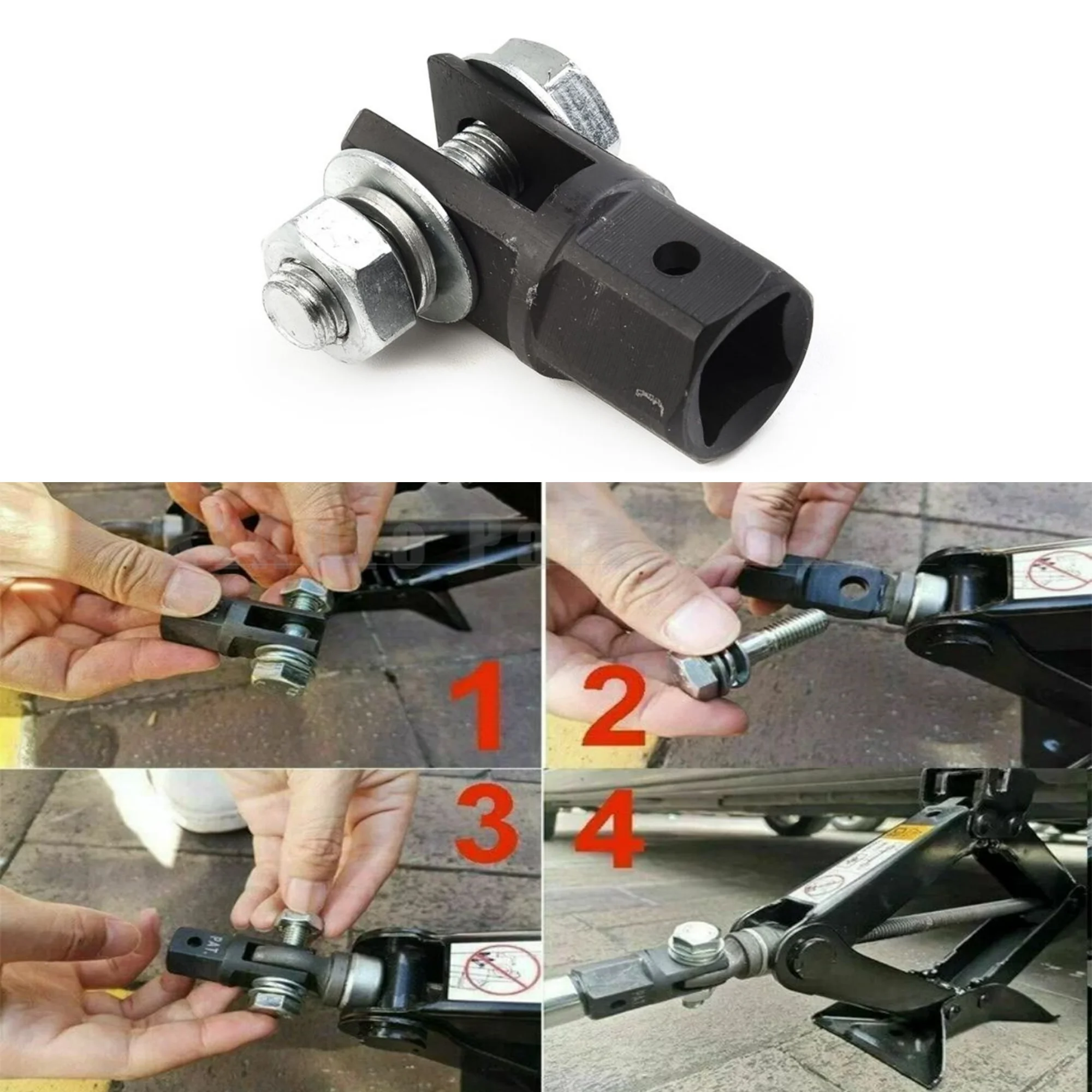 

Scissor Jack Adapter for 1/2 inch Drive Impact Wrench Standard Drive Sockets Heavy Duty Steel Scissor Jack Drill Adaptor