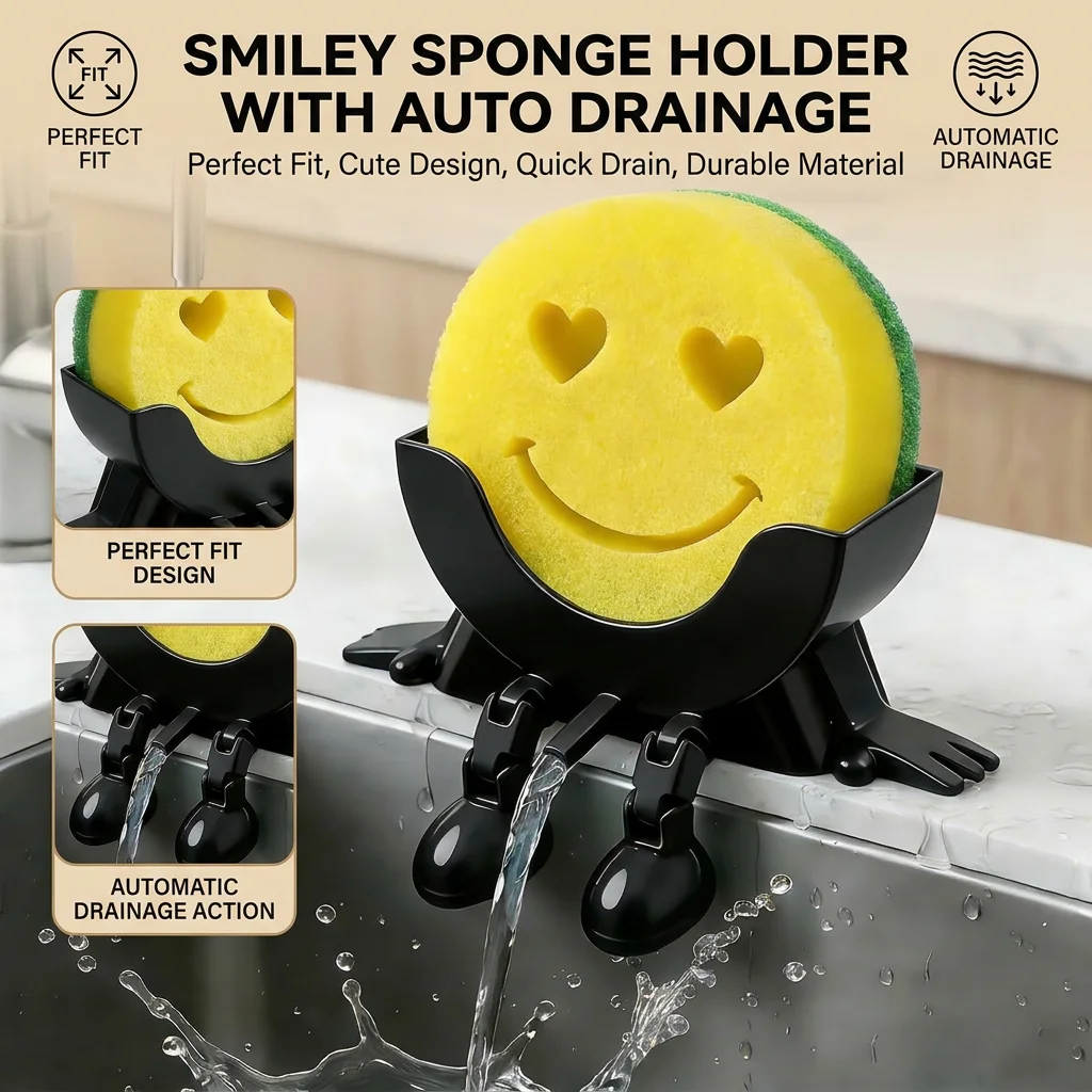 Cute 3D Printed Smiley Sponge Holder Organizer