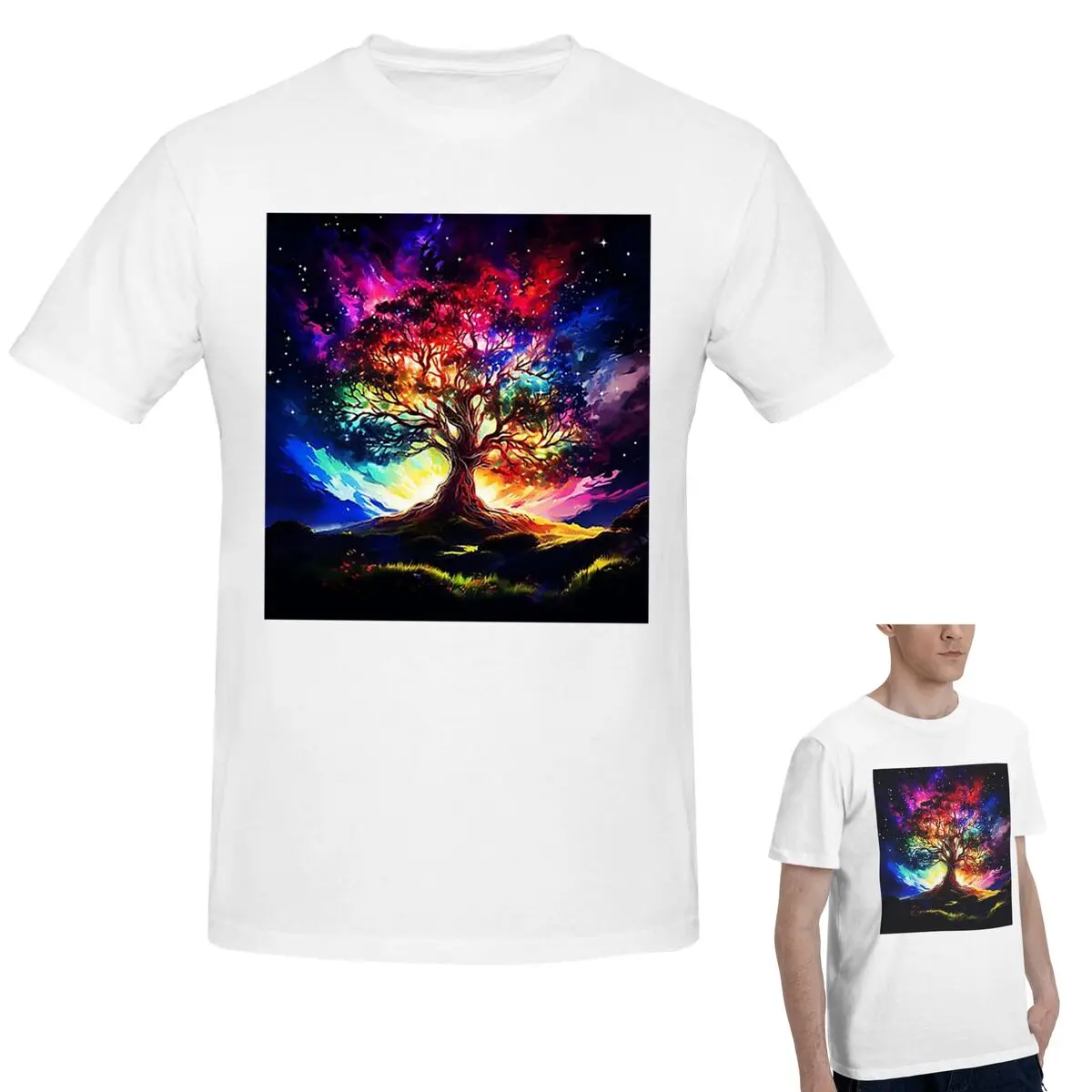 

Футболка из 100% хлопка «Древо жизни», мужская классическая футболка большого размера, мужские летние рубашки с круглым вырезом, топы, S-6XL