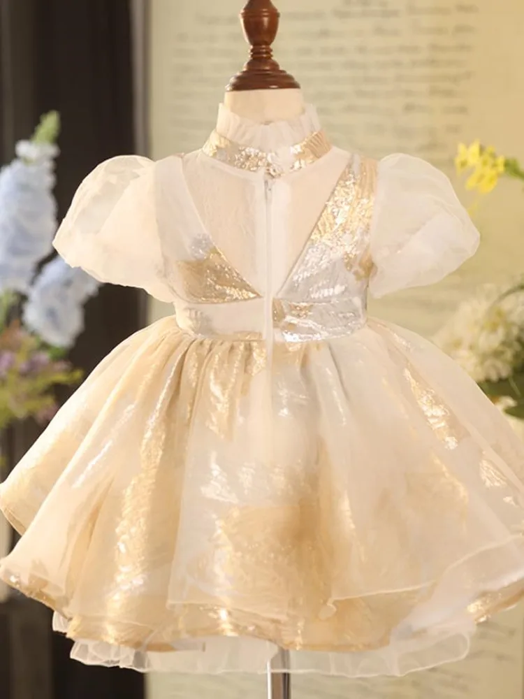 2024 New Children's Princess Ball Gown Wedding Birthday Baptism Party Flower Girl Dresses Vestidos Bridesmaid Dresses A3796